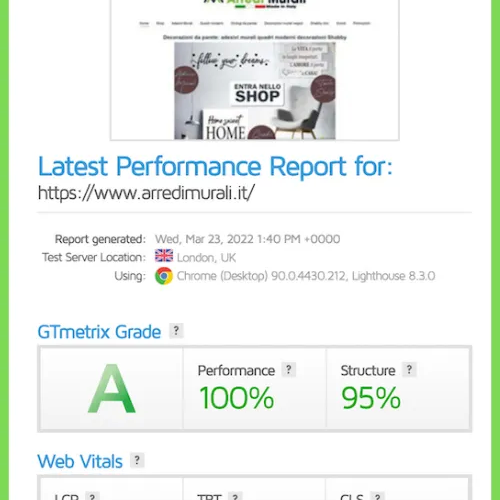 test velocita sito web arredimurali